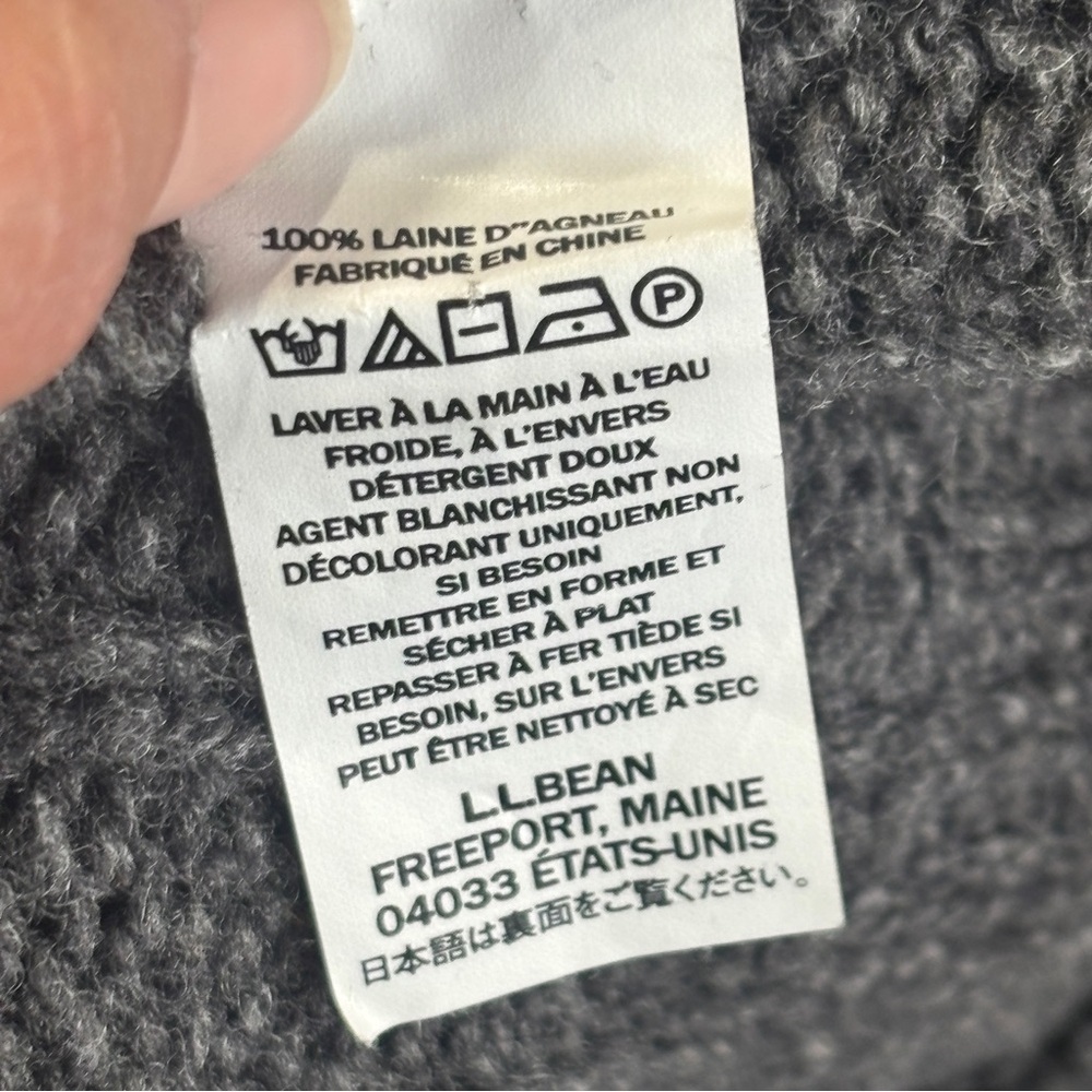 LL Bean Sweater Mens X Large Gray Lambs Wool Classic Outdoor Grandpa Pullover - Picture 9 of 9